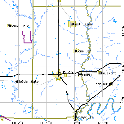 Edwards County close-up map