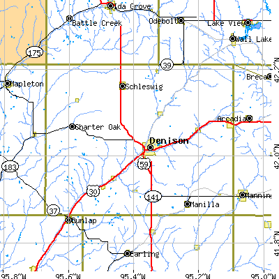 Crawford County close-up map