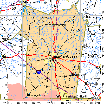 Christian County close-up map