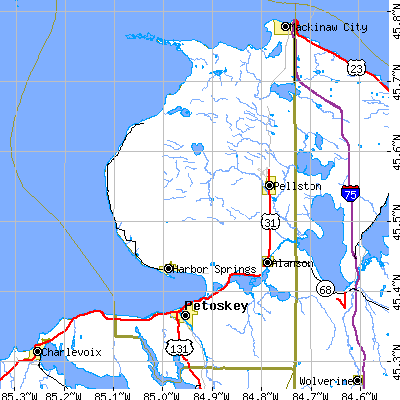 Emmet County close-up map