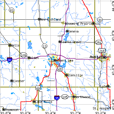 Freeborn County close-up map