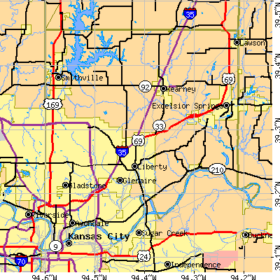 Clay County close-up map