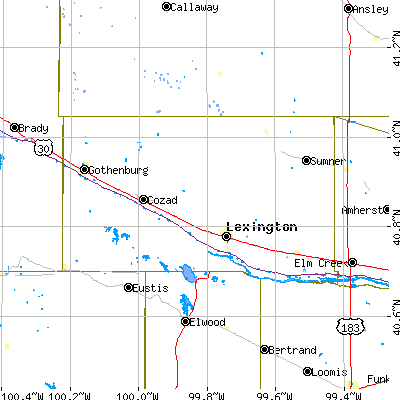 Dawson County close-up map