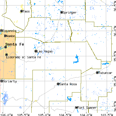 San Miguel County close-up map