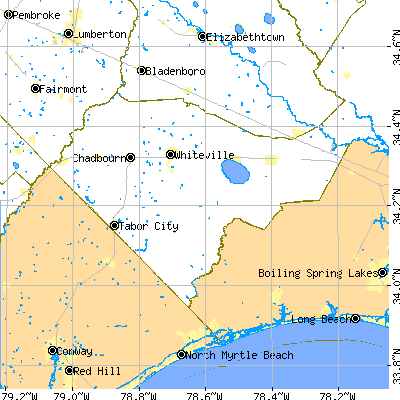 Columbus County close-up map
