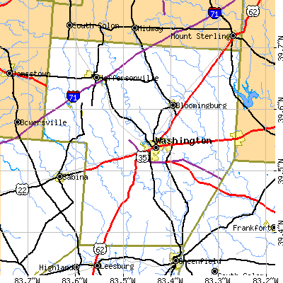 Fayette County close-up map