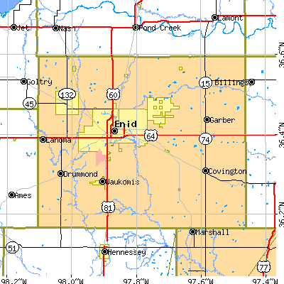 Garfield County close-up map