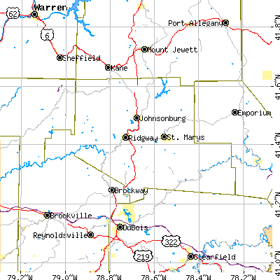 Elk County close-up map