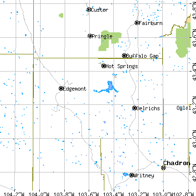 Fall River County close-up map