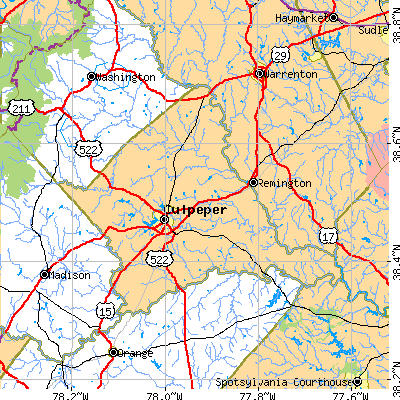 Culpeper County close-up map