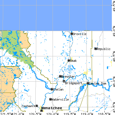 Okanogan County close-up map