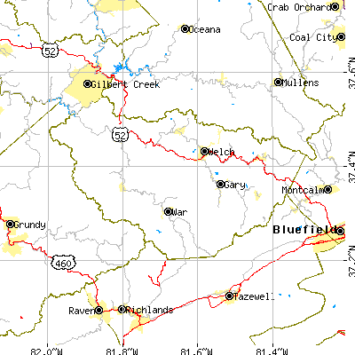 McDowell County close-up map