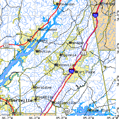 DeKalb County close-up map