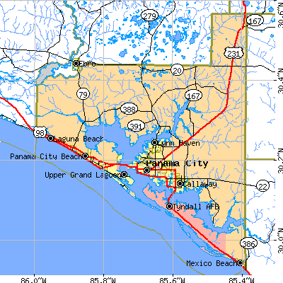 Bay County close-up map