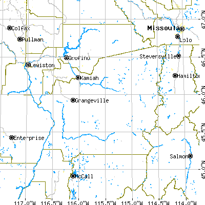 Idaho County close-up map