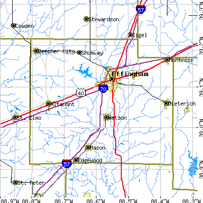 Effingham County close-up map