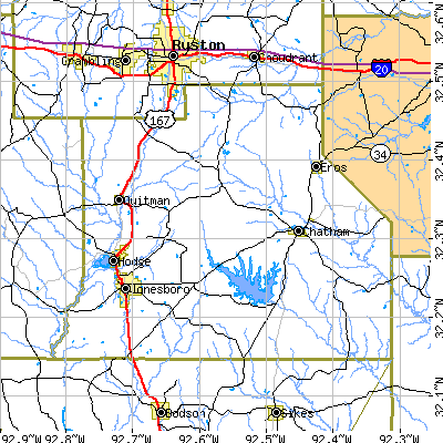 Jackson Parish close-up map