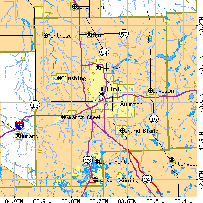 Genesee County close-up map