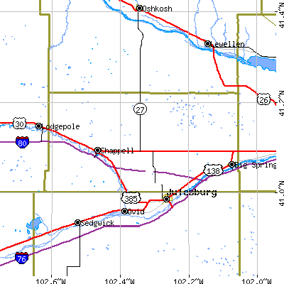 Deuel County close-up map