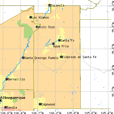 Santa Fe County close-up map