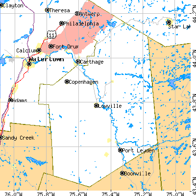 Lewis County close-up map