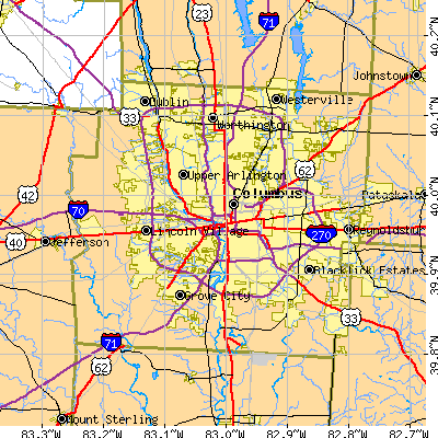 Franklin County close-up map