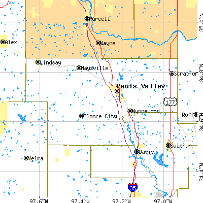 Garvin County close-up map