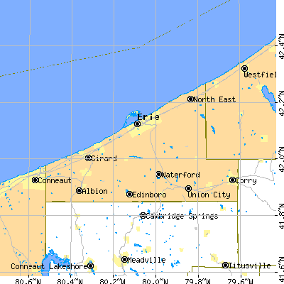 Erie County close-up map