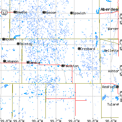 Faulk County close-up map