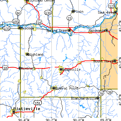 Iowa County close-up map