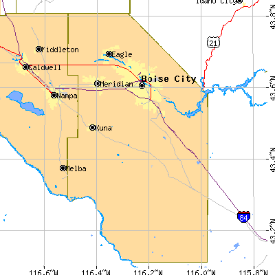 Ada County close-up map