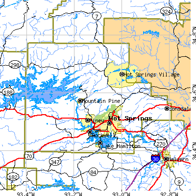 Garland County close-up map