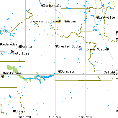 Gunnison County close-up map