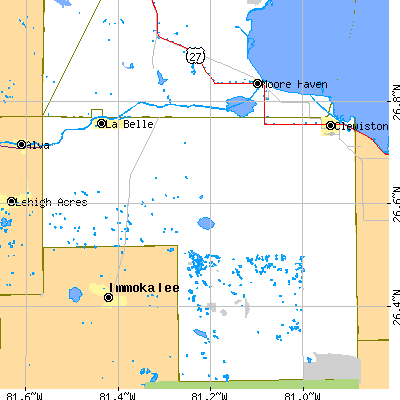 Hendry County close-up map