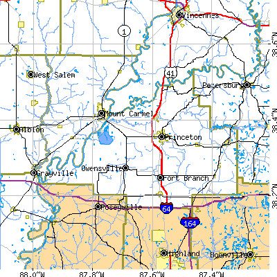 Gibson County close-up map