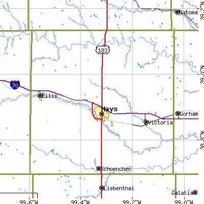 Ellis County close-up map