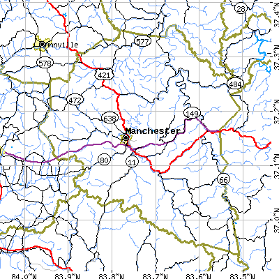 Clay County close-up map