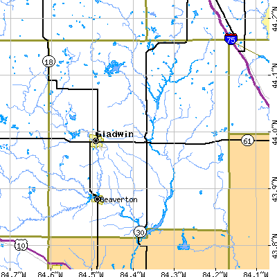 Gladwin County close-up map