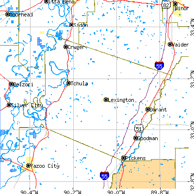 Holmes County close-up map