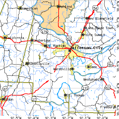 Cole County close-up map