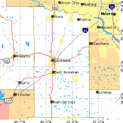 Grady County close-up map