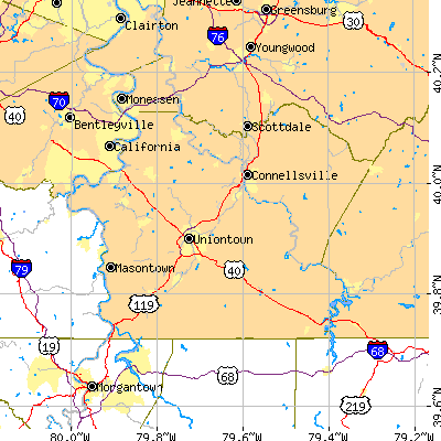 Fayette County close-up map