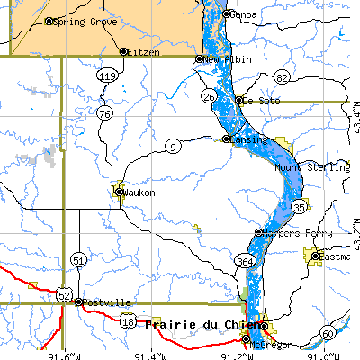 Allamakee County close-up map