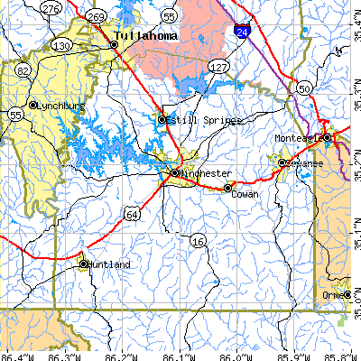 Franklin County close-up map