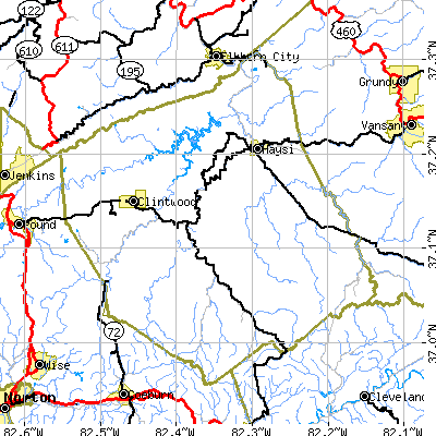 Dickenson County close-up map