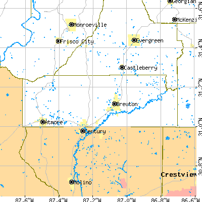 Escambia County close-up map