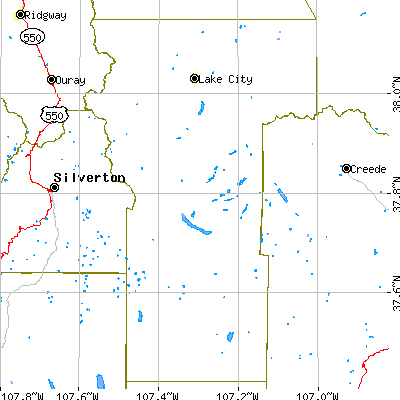 Hinsdale County close-up map