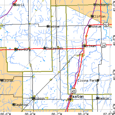 Ford County close-up map