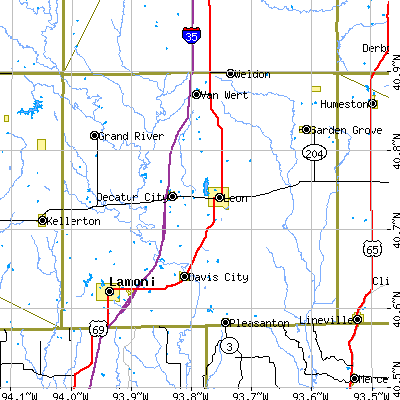 Decatur County close-up map