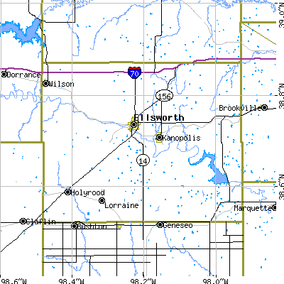 Ellsworth County close-up map